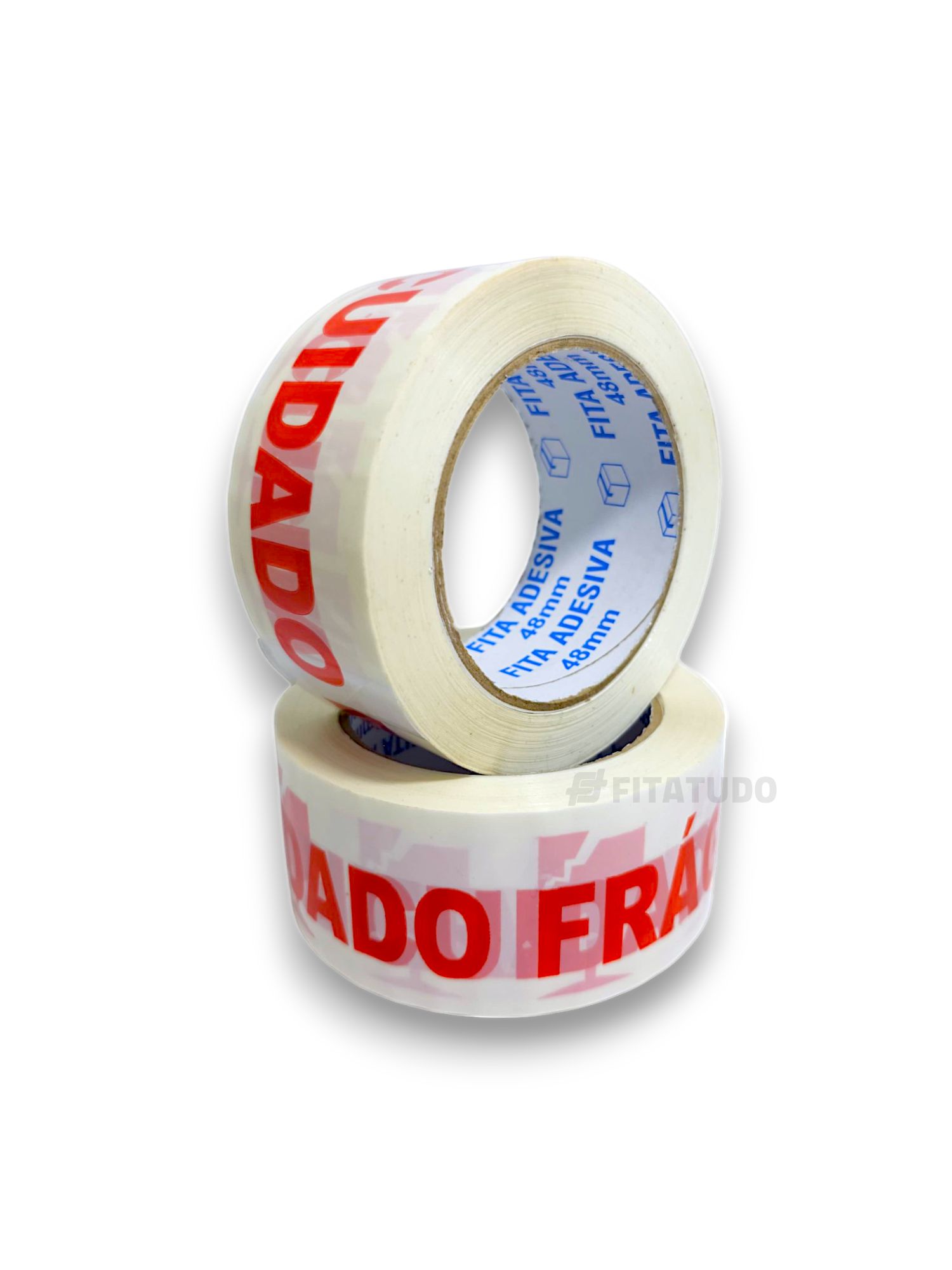 fita-adesiva-acrilica-cuidado-fragil-48mm Fita Adesiva Acrílica Cuidado Frágil - Branca ou Transparente - 48mm