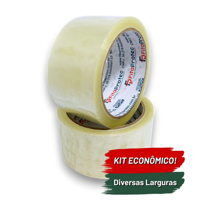 Kit Fita Adesiva Acrílica Transparente - 12mm a 48mm - 40 Micras