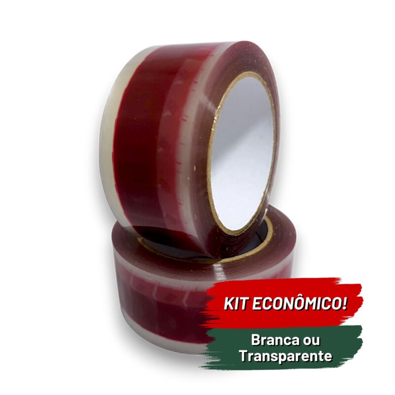 Kit Fita Adesiva Acrílica Cuidado Frágil - Branca ou Transparente - 48mm
