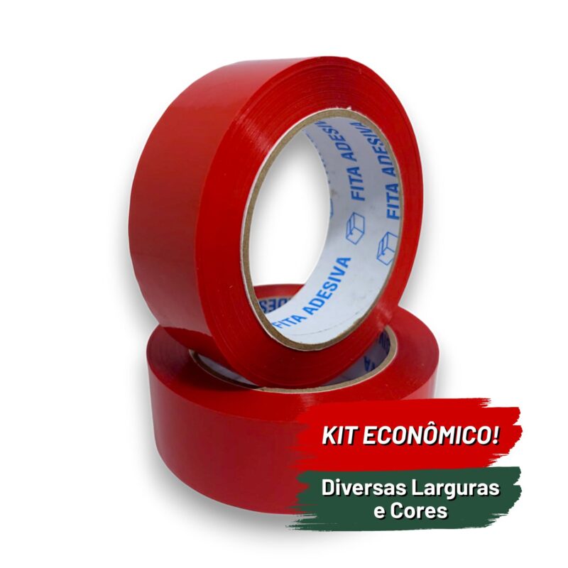 Kit Fita Adesiva Acrílica Diversas Cores - 24mm a 48mm x 100m