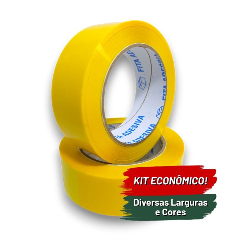 Kit Fita Adesiva Acrílica Diversas Cores - 24mm a 48mm x 100m